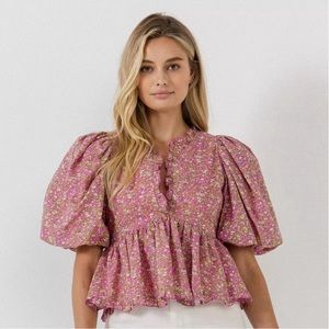 Cute pink floral blouse